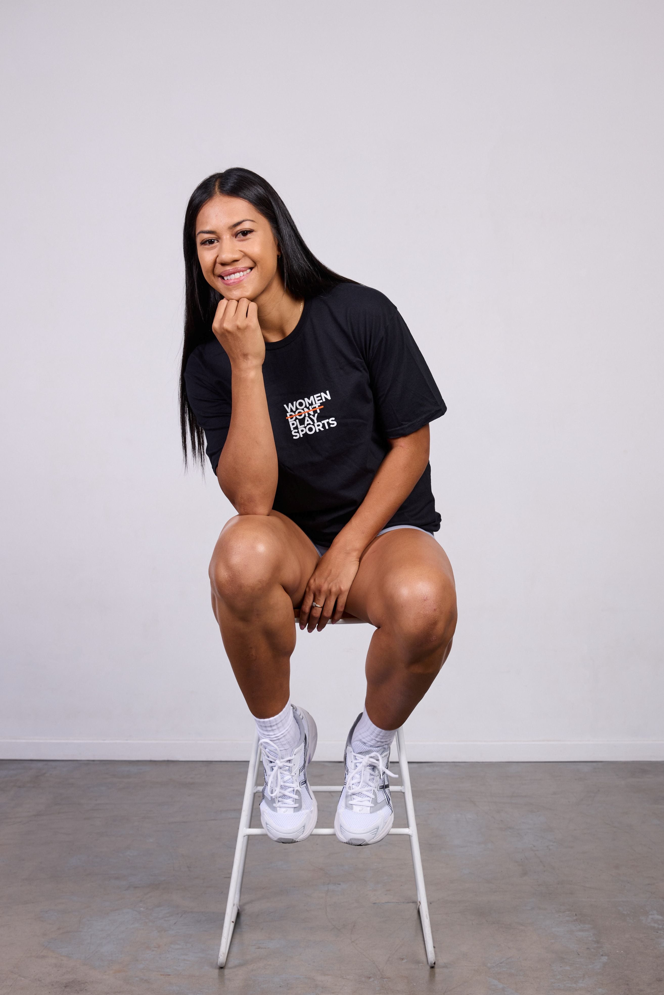 women play sports tee